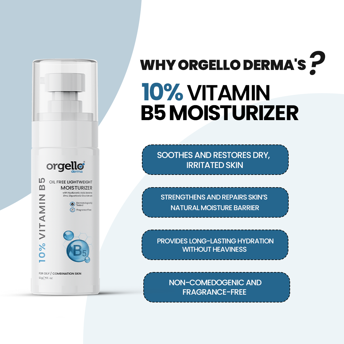 Orgello Derma 10% Vitamin B5 Moisturizer – Hydrate, Soothe and Strengthen Skin