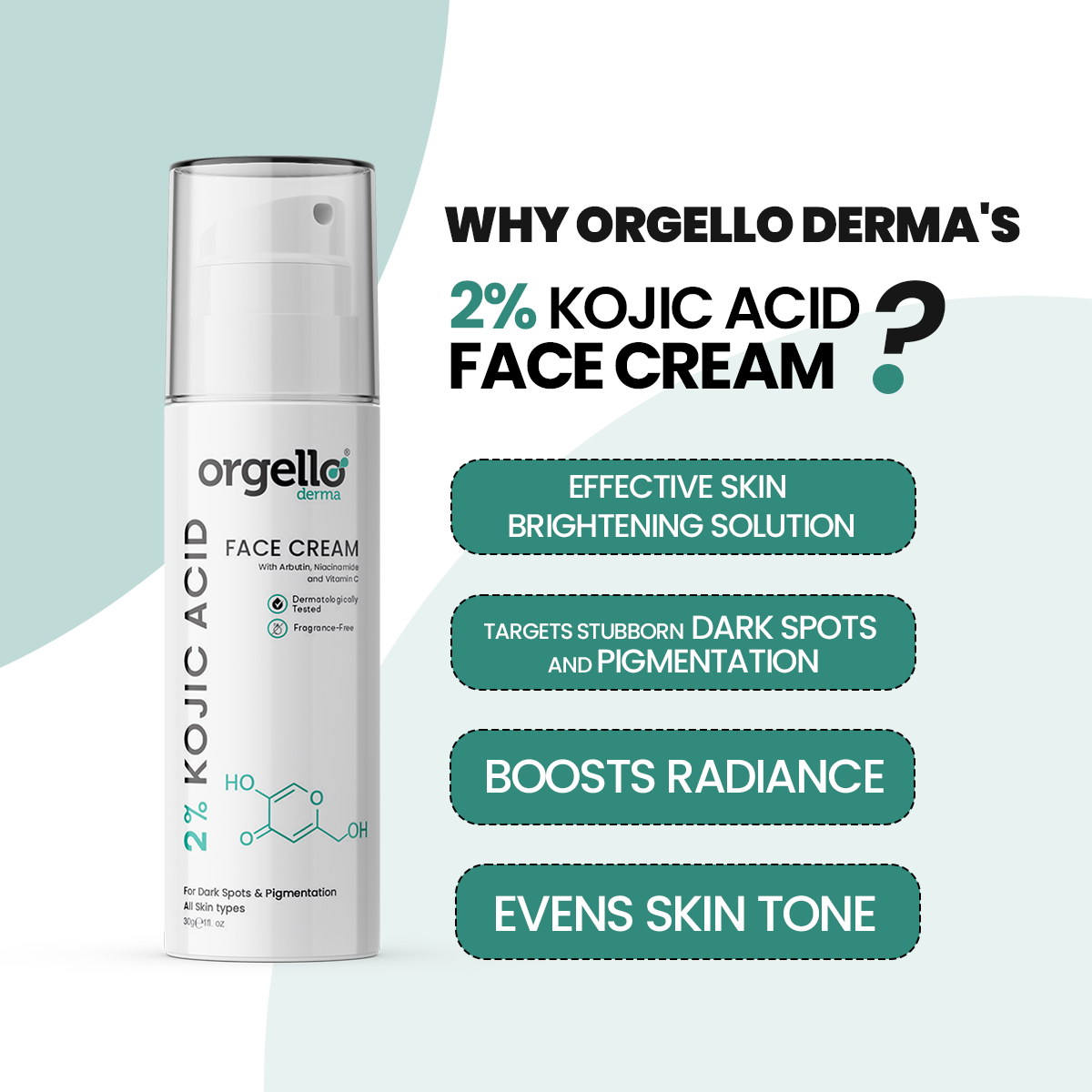 Orgello Derma 2% Kojic Acid Face Cream – Target Pigmentation & Brighten Skin
