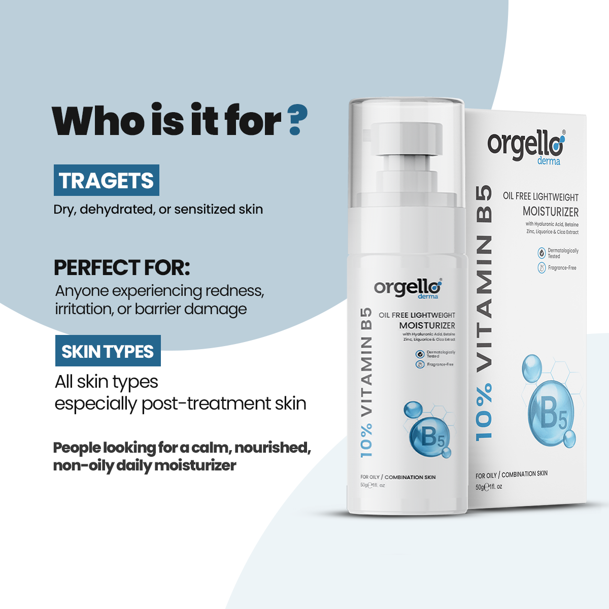 Orgello Derma 10% Vitamin B5 Moisturizer – Hydrate, Soothe and Strengthen Skin