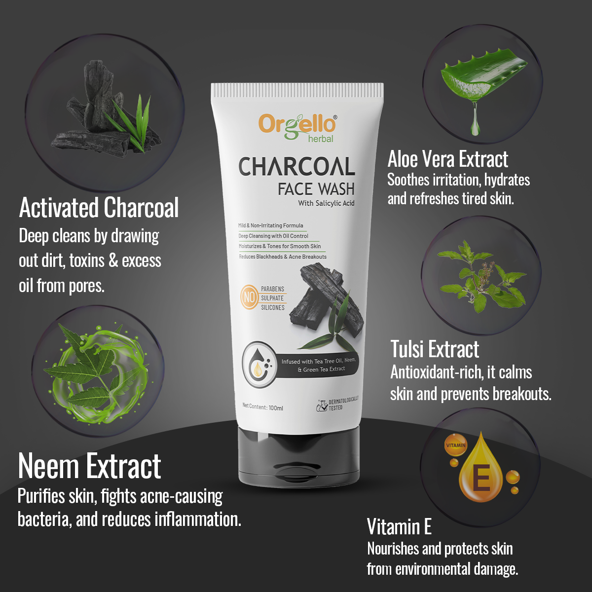 Charcoal Facewash with Salicylic Acid - 100ml