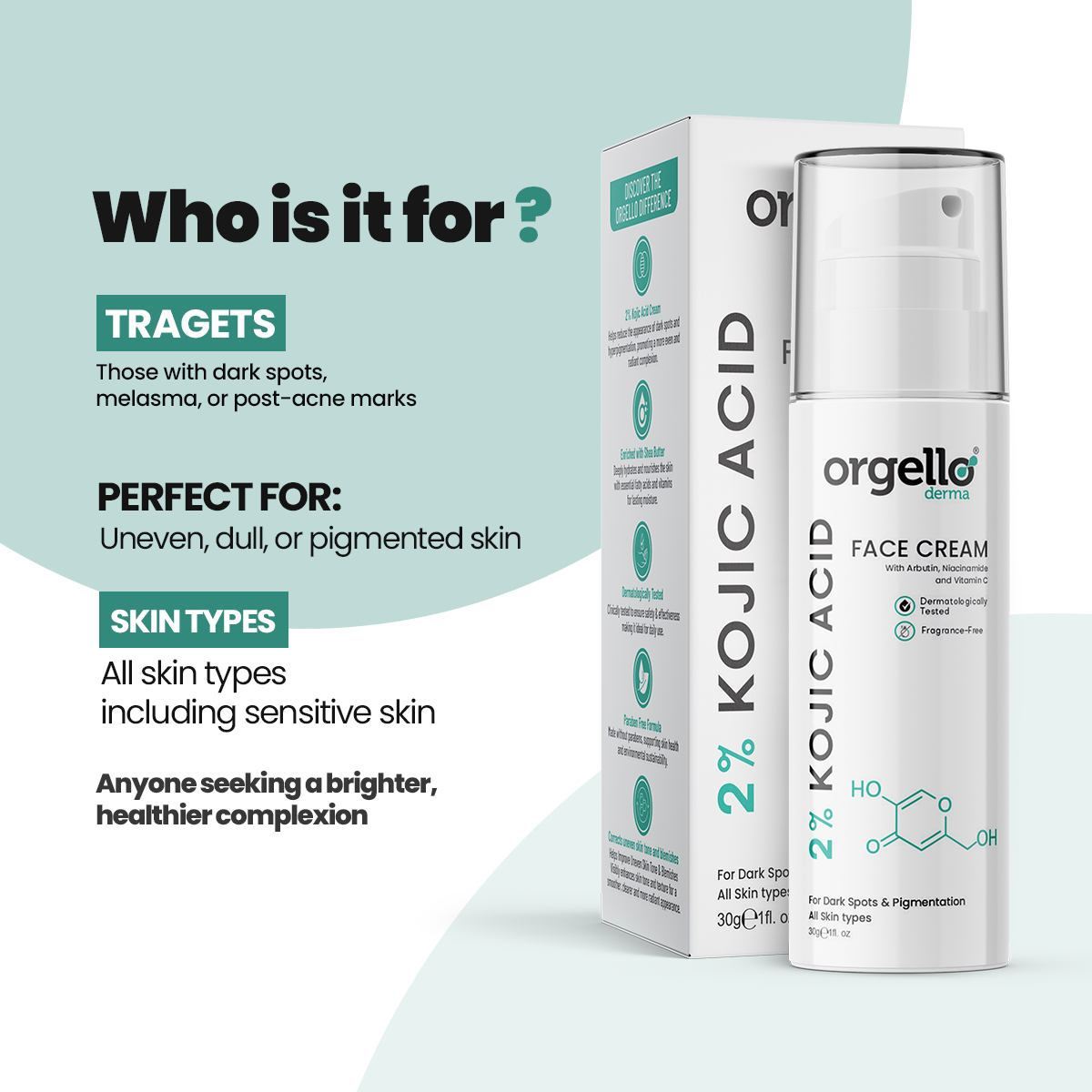 Orgello Derma 2% Kojic Acid Face Cream – Target Pigmentation & Brighten Skin