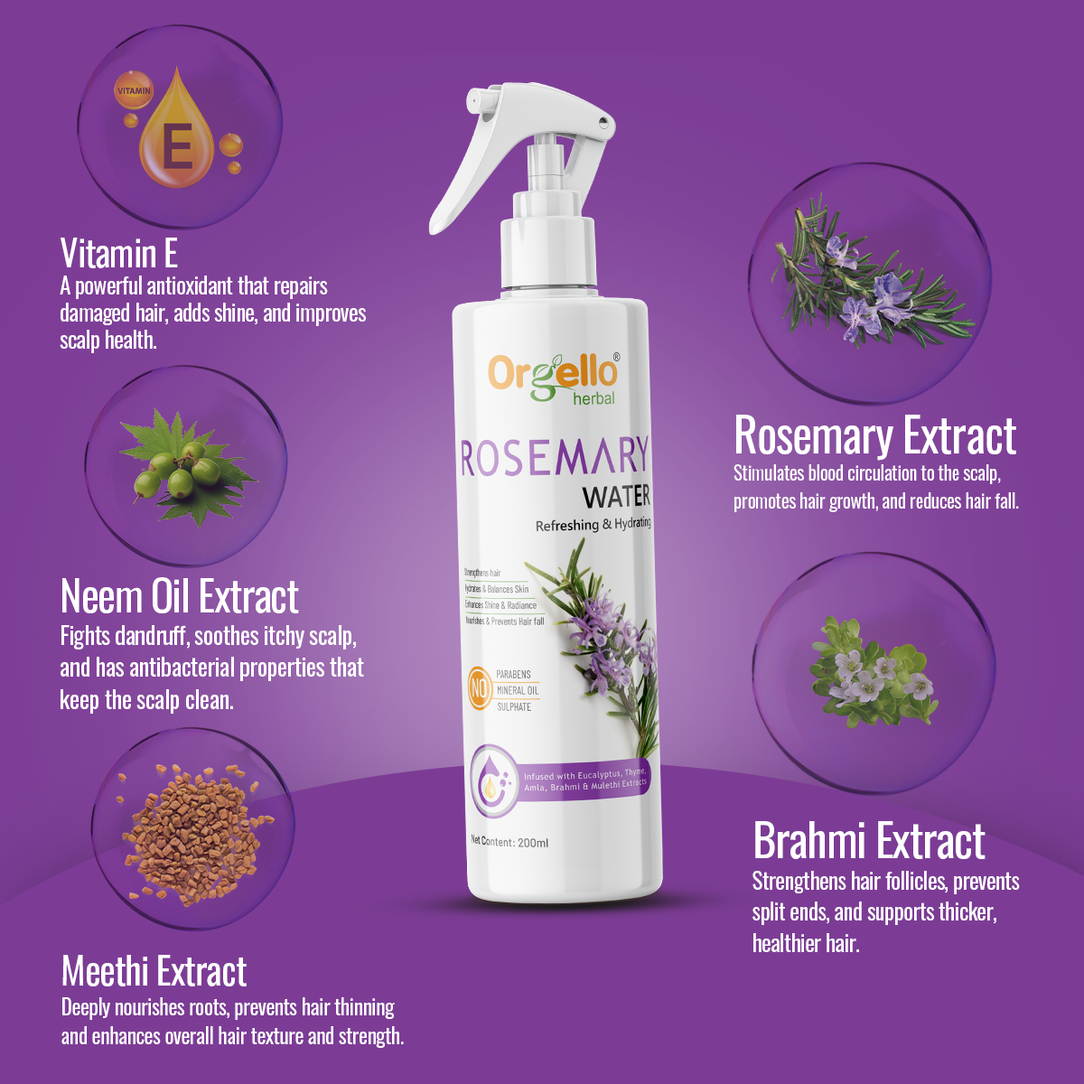 Rosemary Water For Hair Growth - 200ml