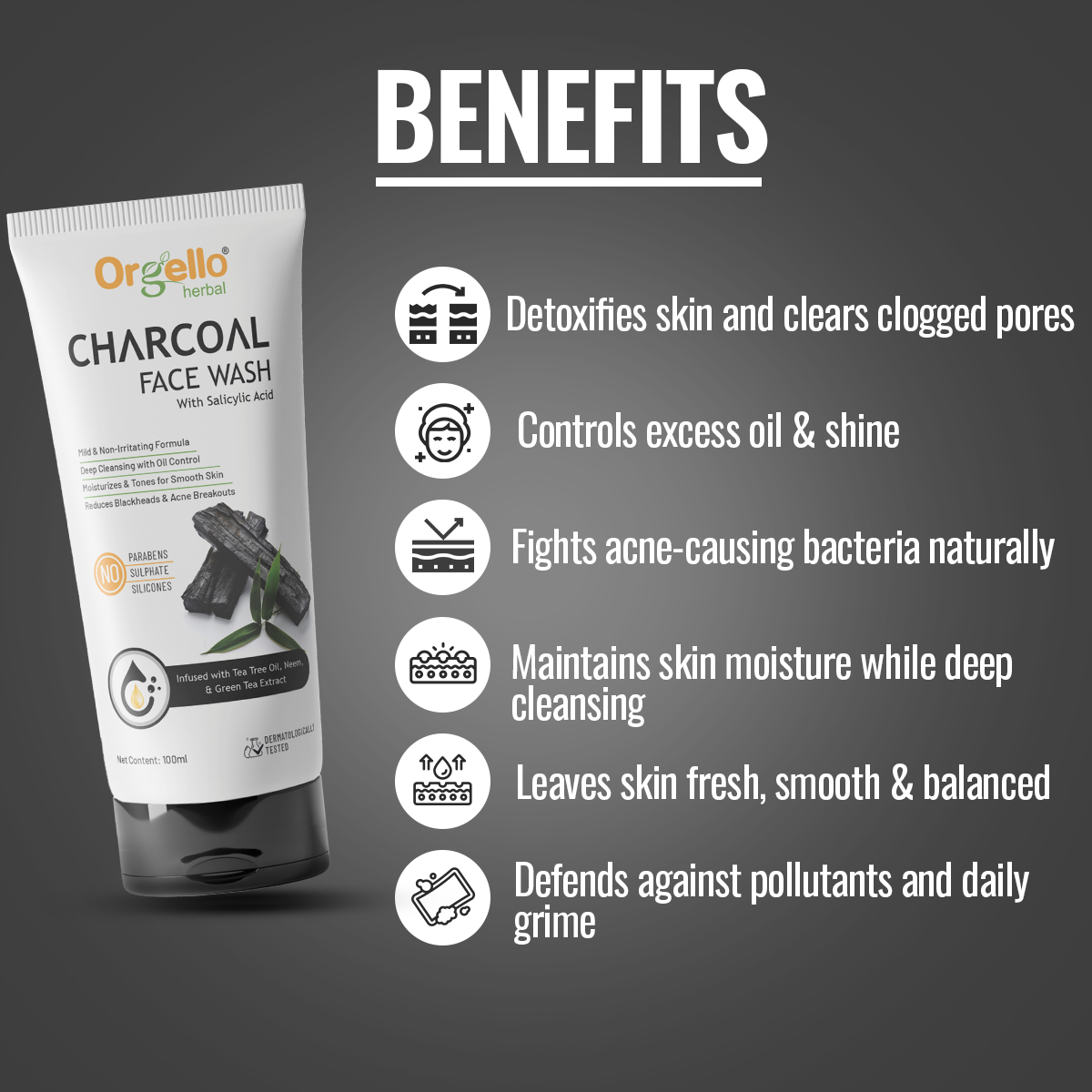 Charcoal Facewash with Salicylic Acid - 100ml