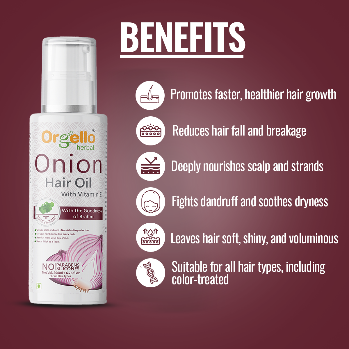 Onion Hair Oil with Vitamin E - 200ml