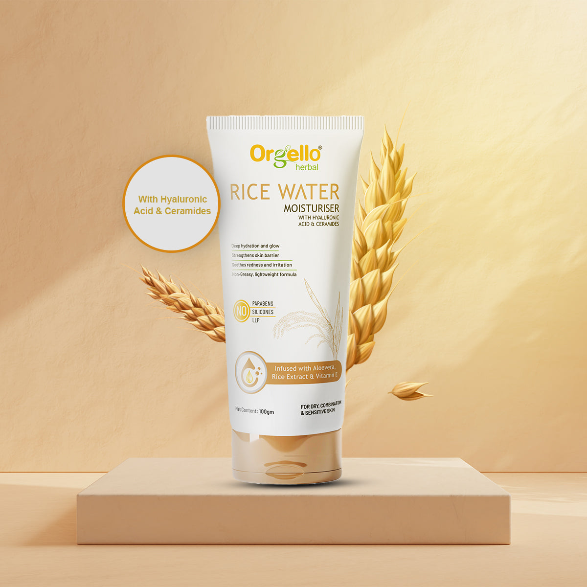 Rice water Moisturiser With hyaluronic Acid & Ceramides - 100ml