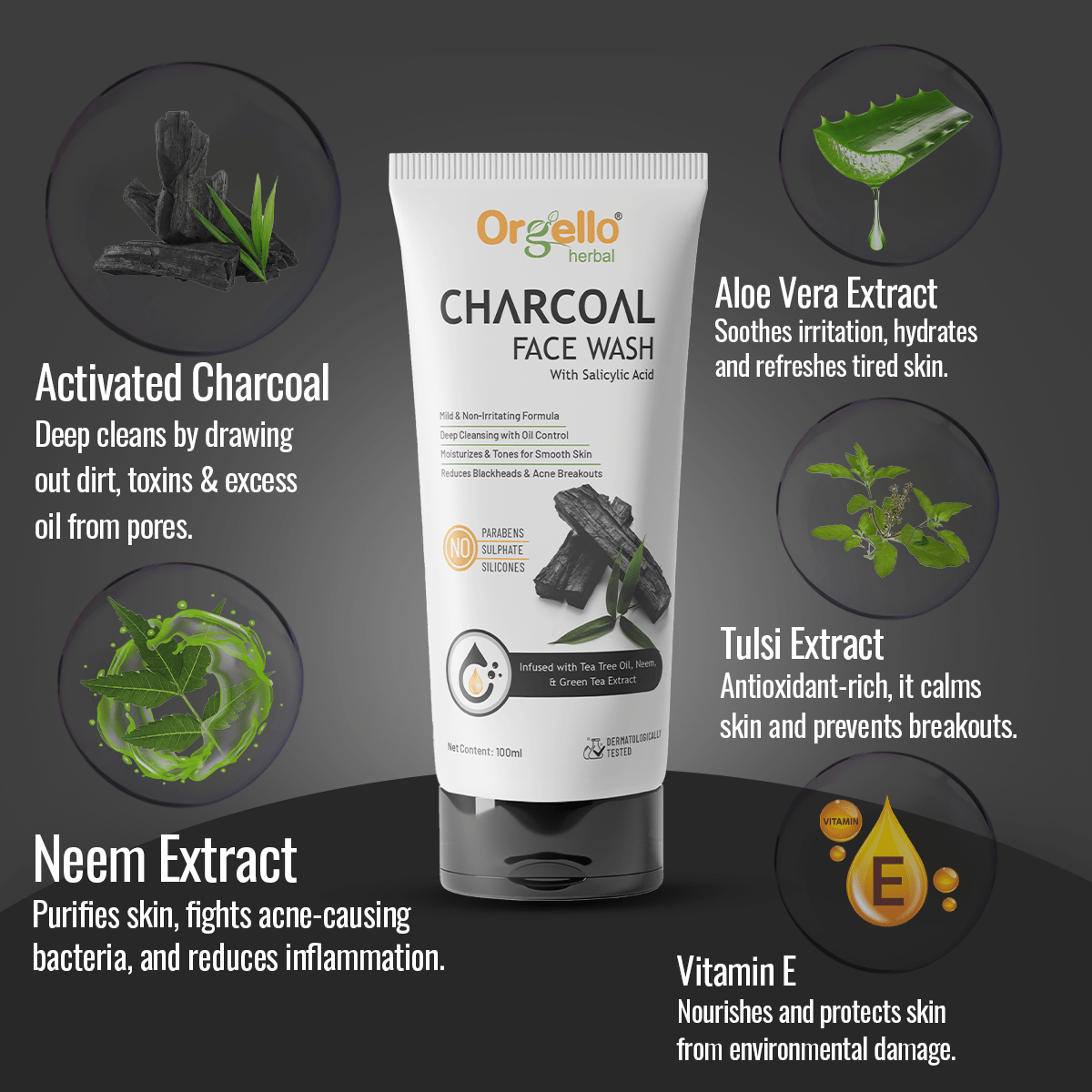 Charcoal Facewash with Salicylic Acid - 100ml - simple