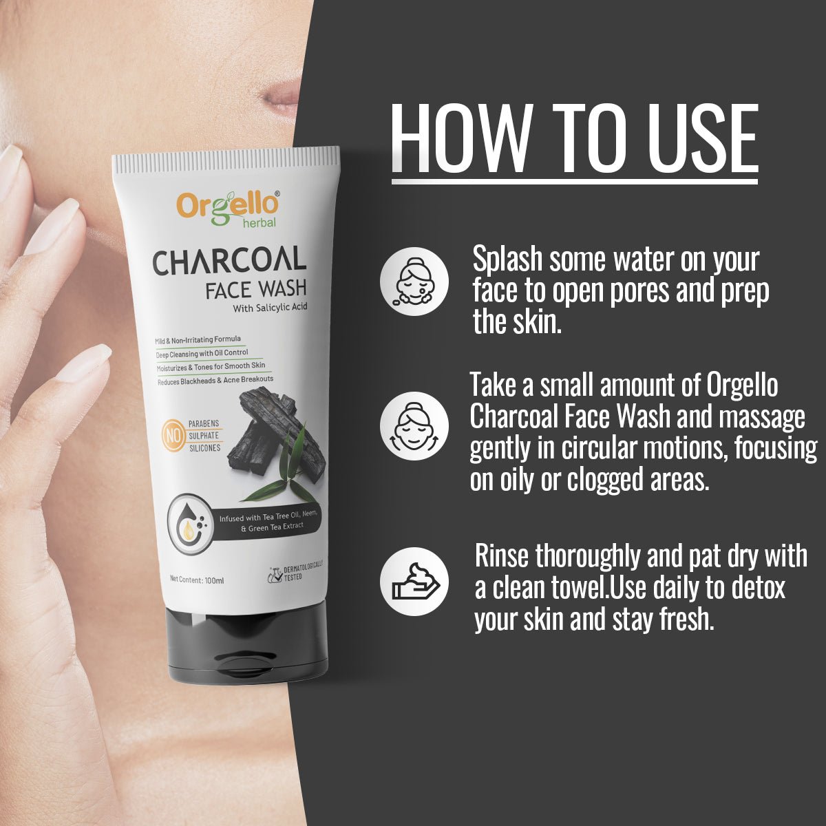 Charcoal Facewash with Salicylic Acid - 100ml - simple