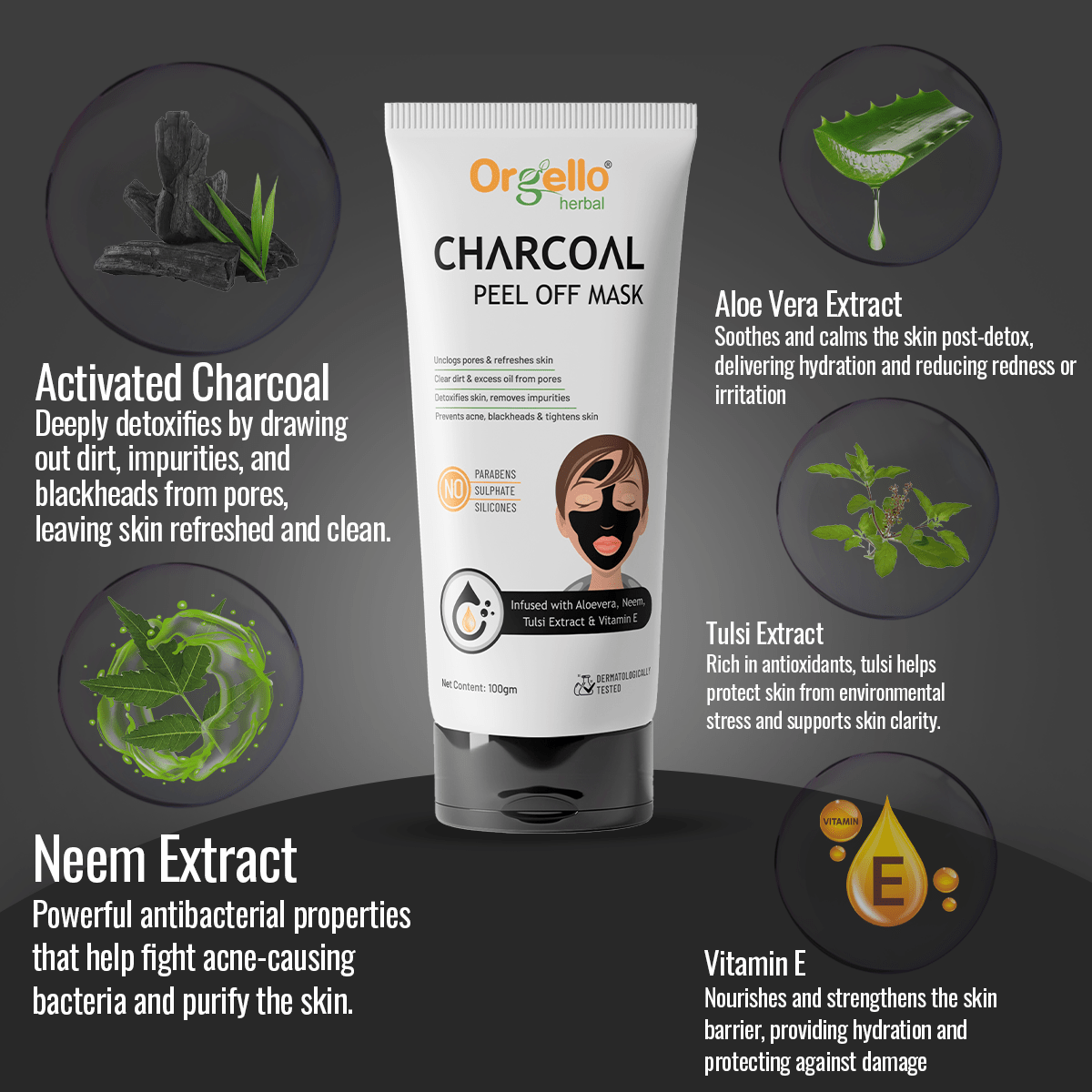 Charcoal Peel off Mask - 100g - simple