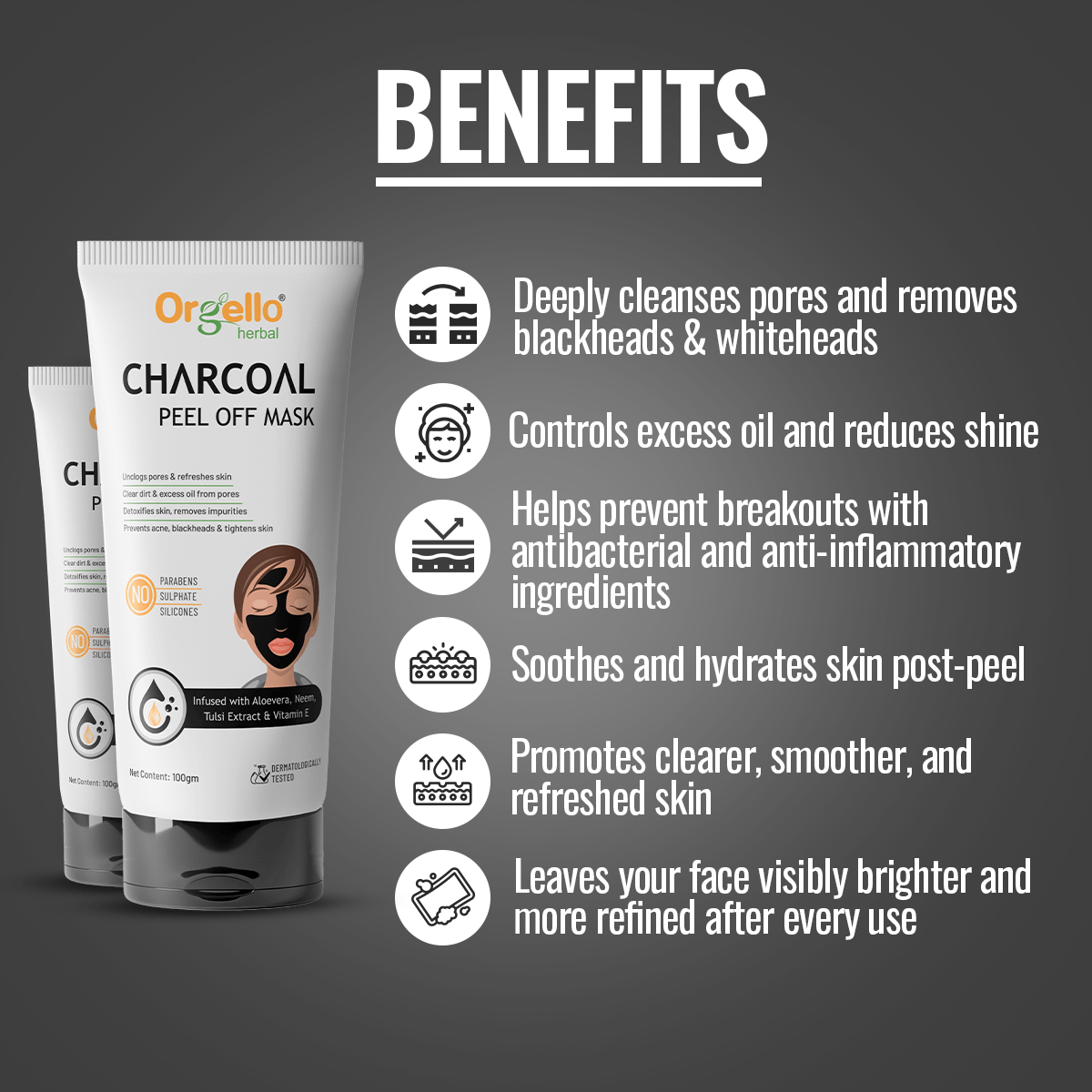Charcoal Peel off Mask - 100g - simple