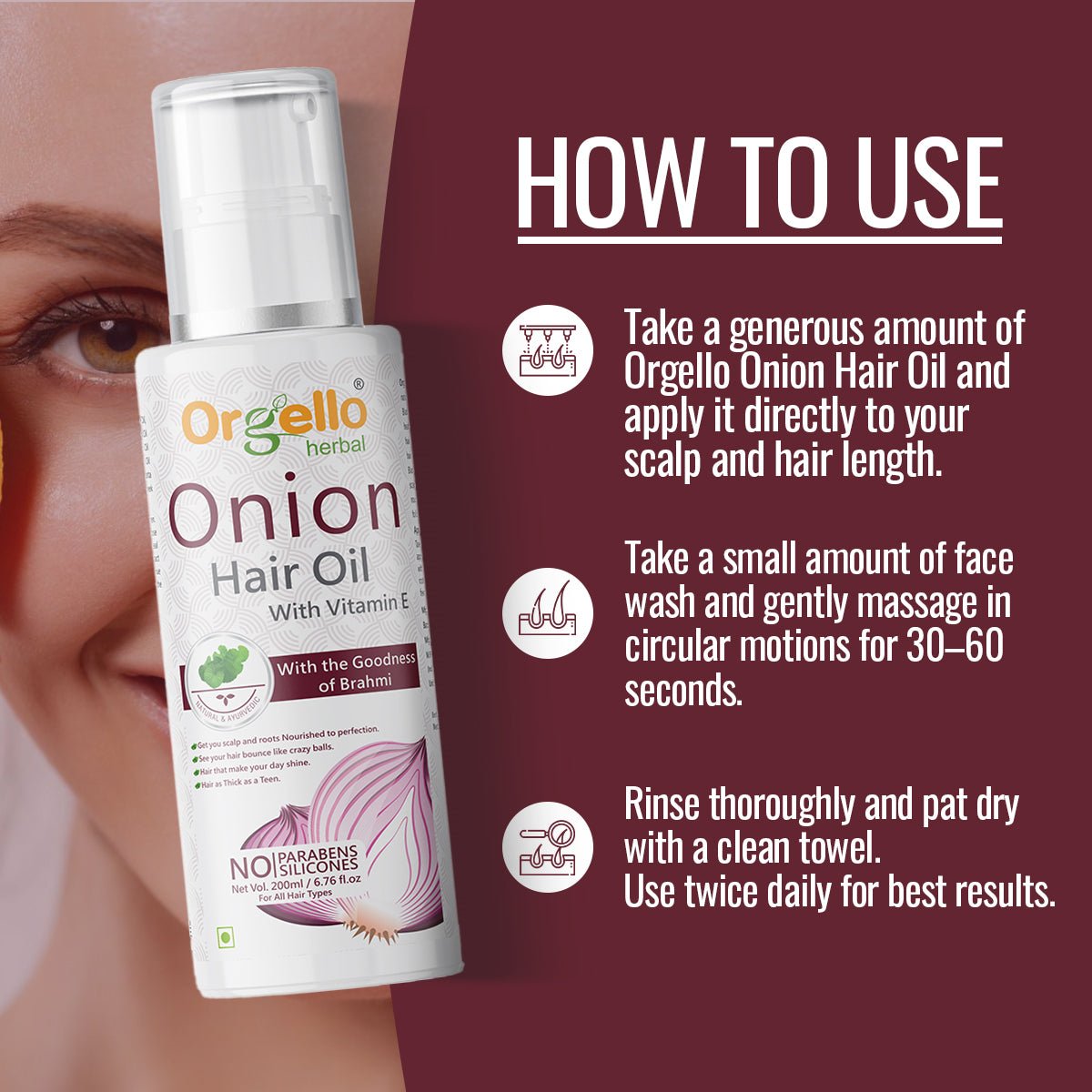 Onion Hair Oil with Vitamin E - 200ml - simple