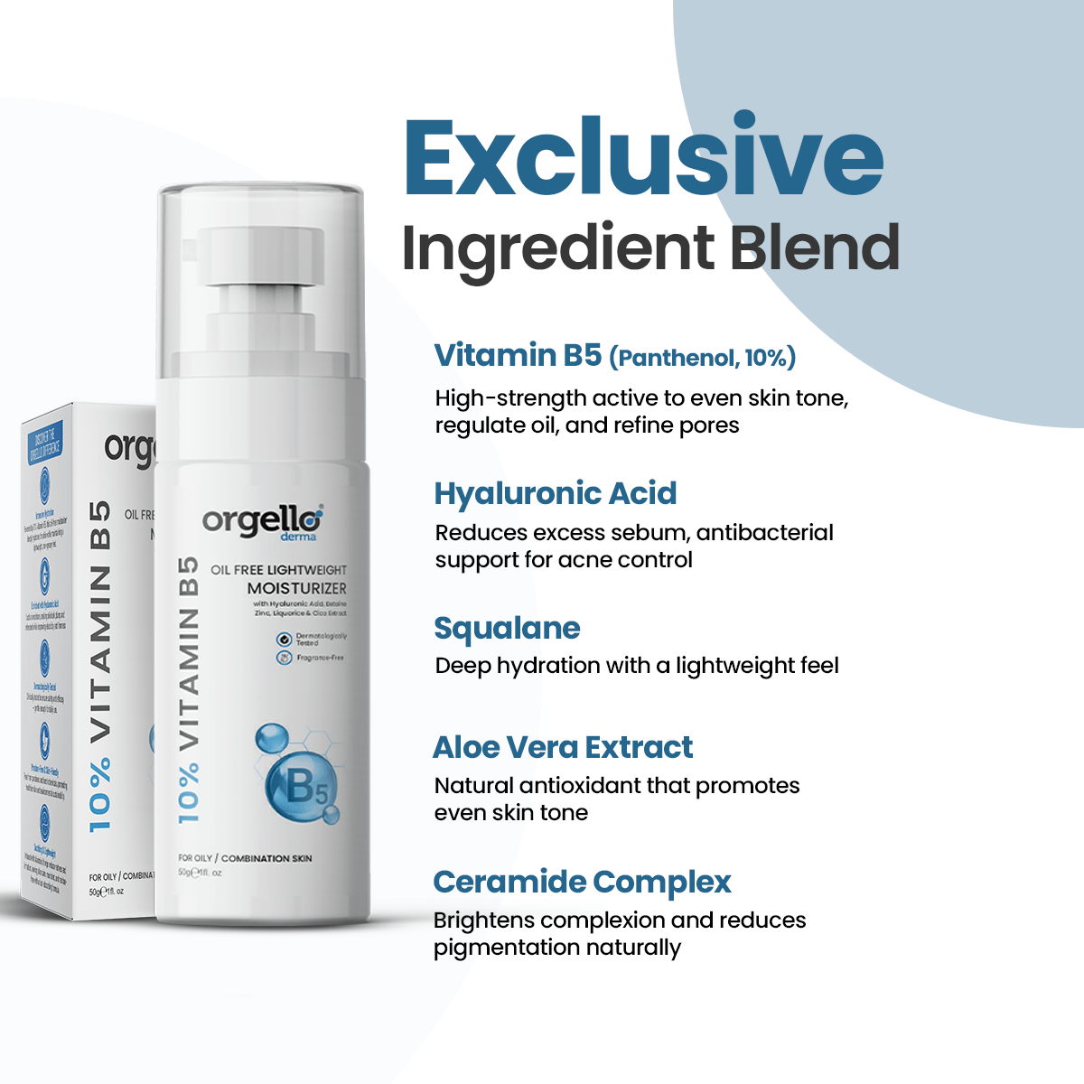 Orgello Derma 10% Vitamin B5 Moisturizer – Hydrate, Soothe and Strengthen Skin - 