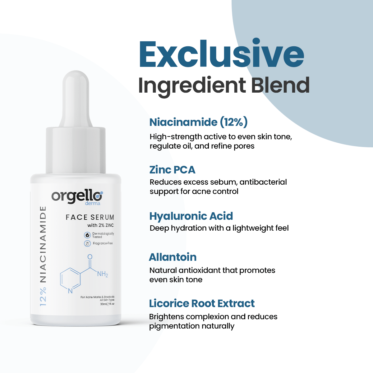 Orgello Derma 12% Niacinamide Face Serum – Clear, Balanced and Healthy Skin - 