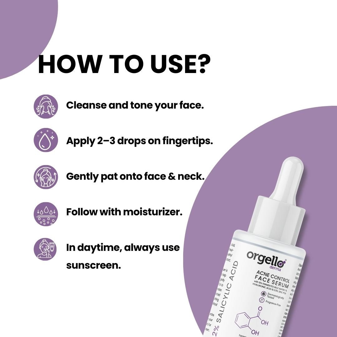 Orgello Derma 2% Salicylic Acid Acne Control Face Serum – Targets Active Acne & Excess Oil - simple