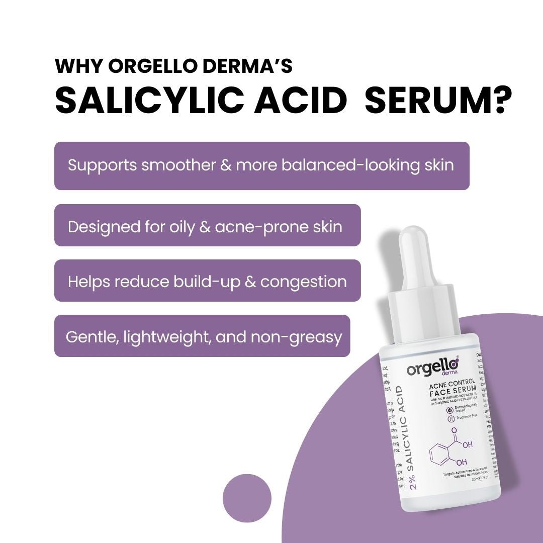 Orgello Derma 2% Salicylic Acid Acne Control Face Serum – Targets Active Acne & Excess Oil - simple