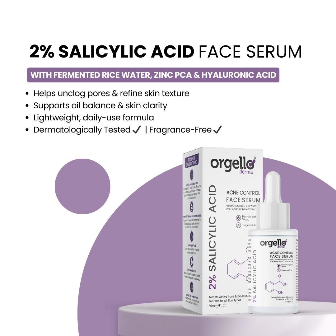 Orgello Derma 2% Salicylic Acid Acne Control Face Serum – Targets Active Acne & Excess Oil - simple