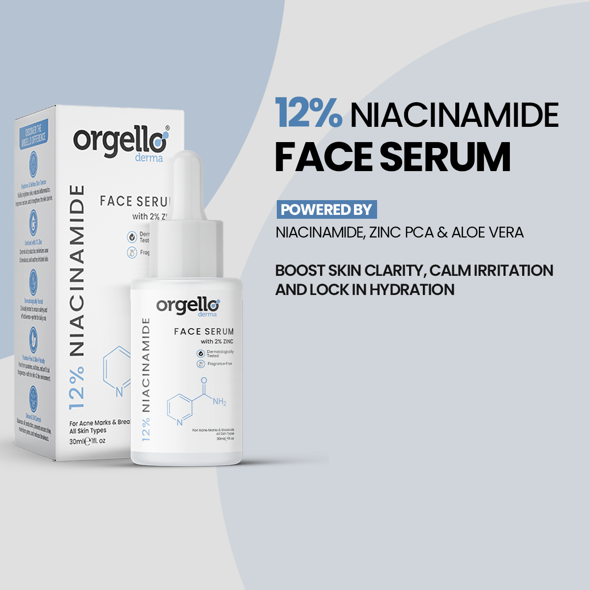 Orgello Derma 12% Niacinamide Face Serum – Clear, Balanced and Healthy Skin