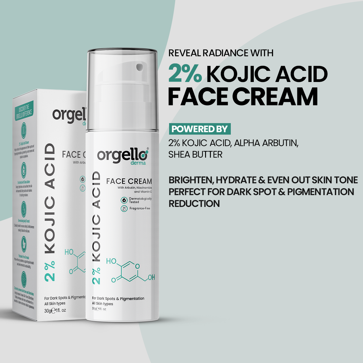Orgello Derma 2% Kojic Acid Face Cream – Target Pigmentation & Brighten Skin