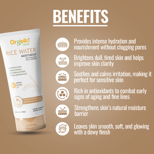 Rice water Moisturiser With hyaluronic Acid & Ceramides - 100ml