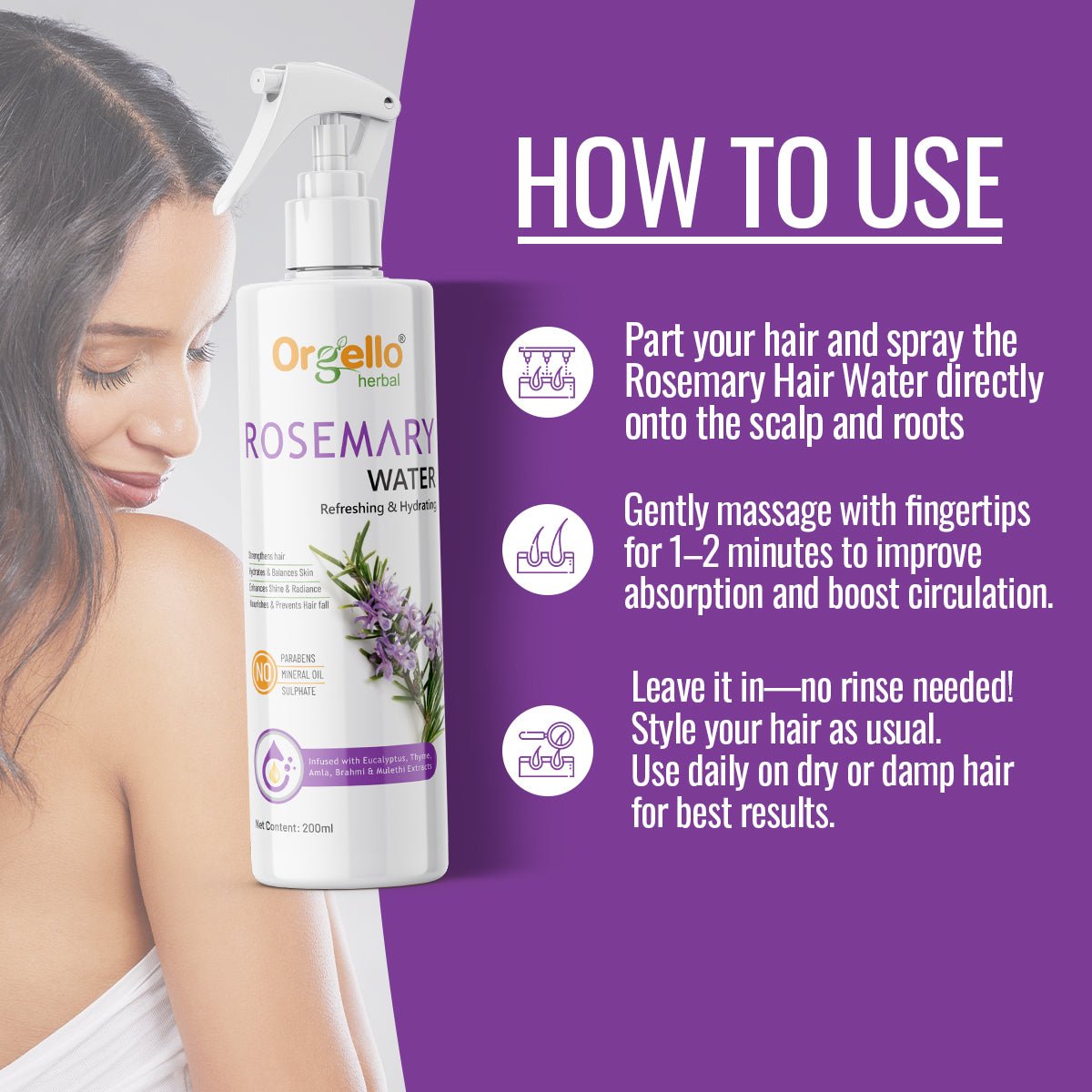 Rosemary Water For Hair Growth - 200ml - simple