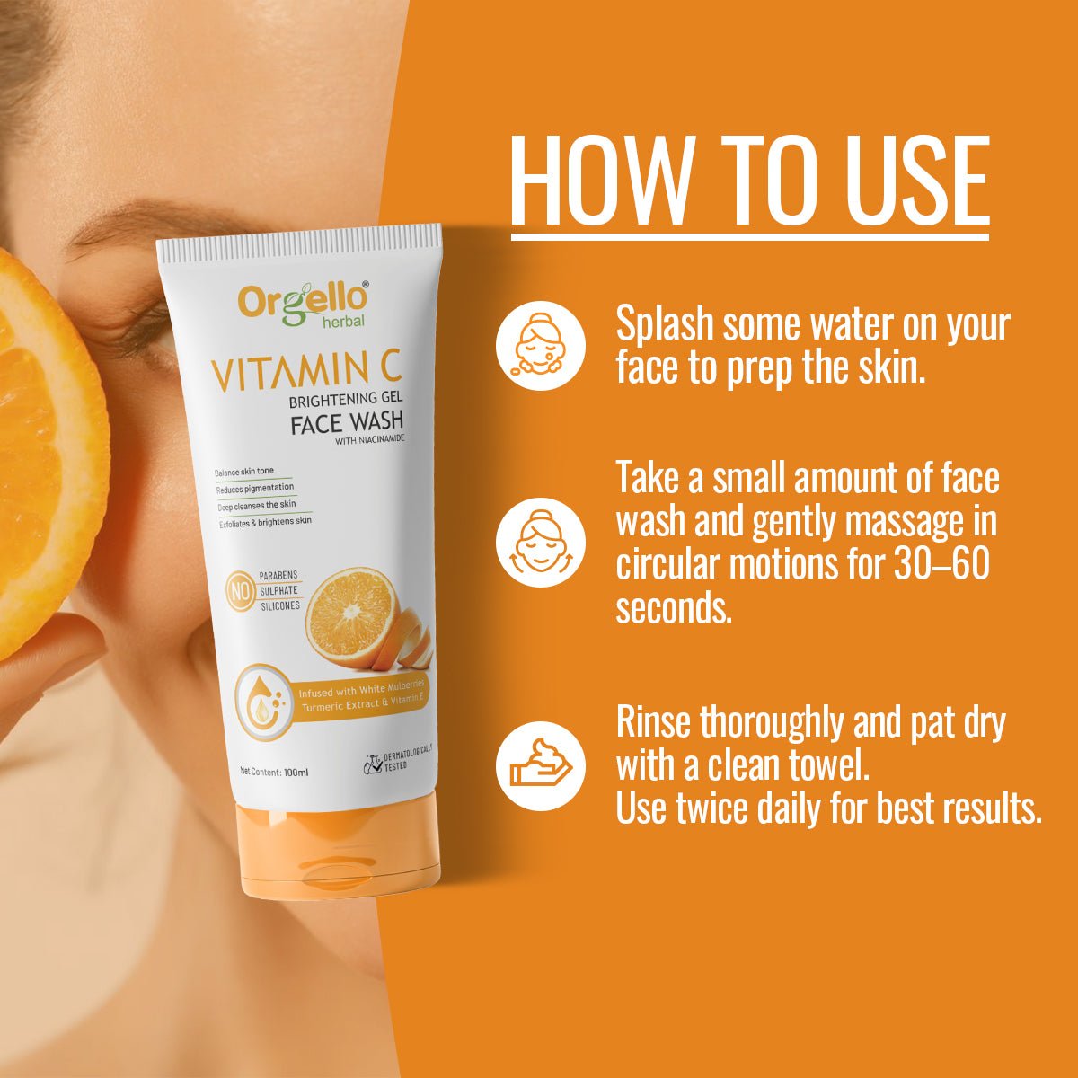Vitamin C Brightening gel Facewash with Niacinamide 100ml - simple