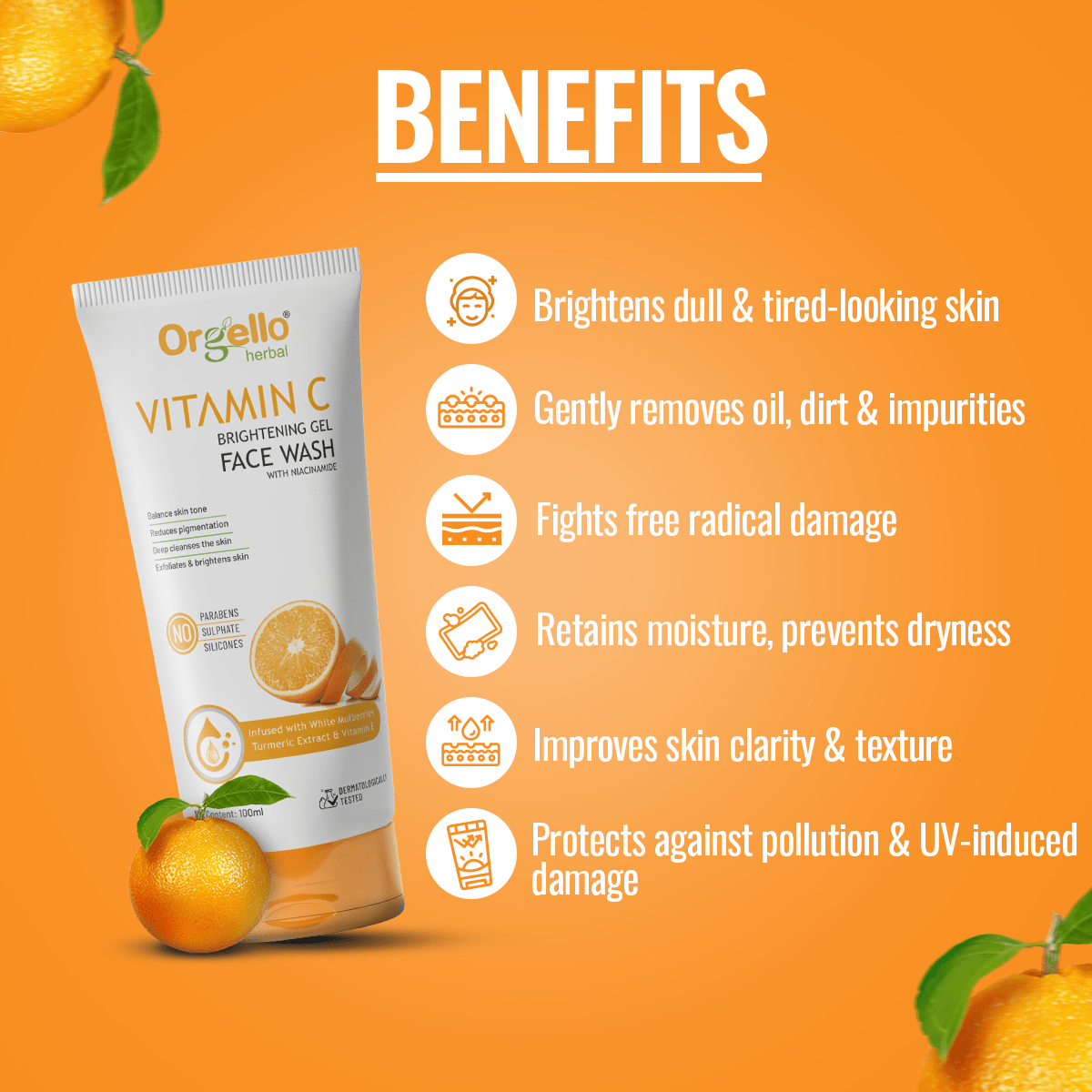 Vitamin C Brightening gel Facewash with Niacinamide 100ml - simple